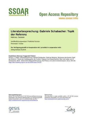 Literaturbesprechung: Gabriele Schabacher: Topik der Referenz