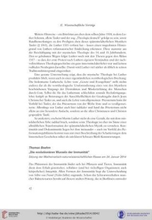 Die evolutionären Wurzeln der Immunität : Sitzung der Mathematisch-naturwissenschaftlichen Klasse am 24. Januar 2014