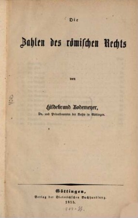 Die Zahlen des römischen Rechts