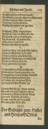 XLVI. Der Schlüssel zum Him[m]el und Hertzen GOttes