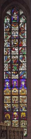 Zyklus der Schöpfungs- und Heilsgeschichte — Rechtes Chorfenster - Geburt, Jugend und Auferstehung Christi