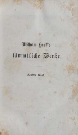 5. Band: Wilhelm Hauff's sämmtliche Werke