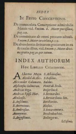 Index Authorum Hoc Libello Citatorum.