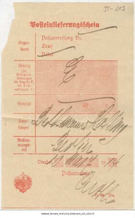 Dienstkorrespondenz mit der Reichskanzlei