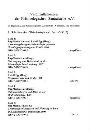 Veröffentlichungen der Kriminologischen Zentrale e.V.