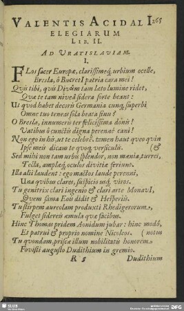 Valentis Acidali Elegiarum Lib. II.