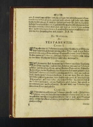 Ex Materia de Testamentis.