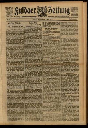Erste Ausgabe vom Mittwoch, den 01. Mai 1907.
