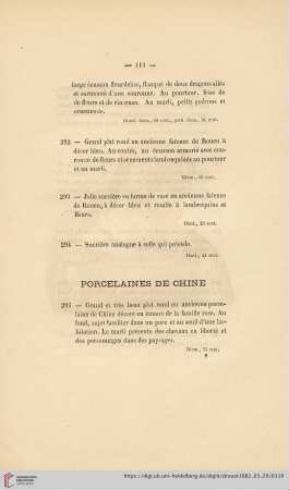 Porcelaines de Chine (Nr. 295 - 321)