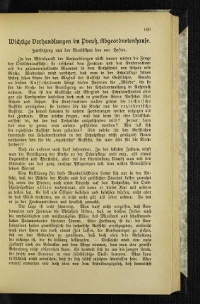 Wichtige Verhandlungen im Preuß. Abgeordnetenhause : Fortsetzung aus der Rundschau des vor. Heftes
