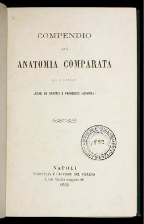Compendio Di Anatomia Comparata