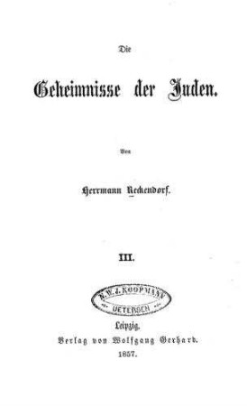 In: Die Geheimnisse der Juden ; Band 3