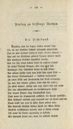 Prolog zu Lessings Nathan. Die Dichtkunst