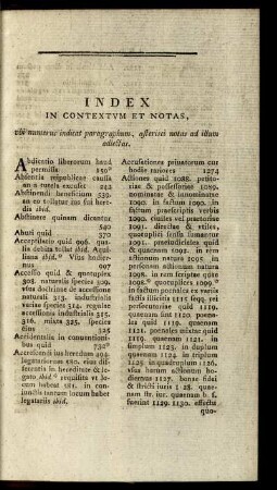 Index in Contextum et Notas.