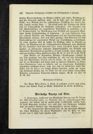Vorläufige Anzeige und Bitte