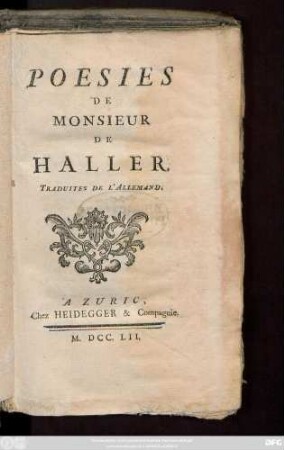 Poesies De Monsieur De Haller : Traduites De L'Allemand