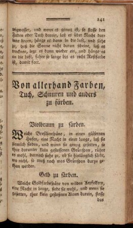 Von allerhand Farben, Tuch, Schnuren und anders zu färben.