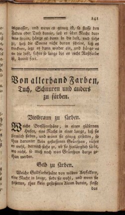 Von allerhand Farben, Tuch, Schnuren und anders zu färben.