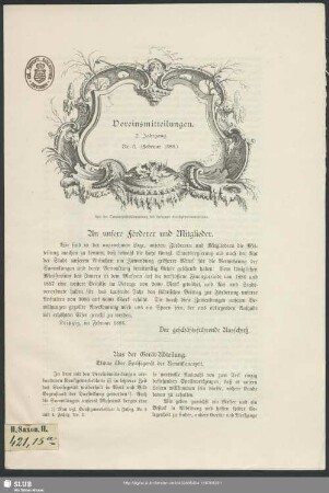 2.1887/88,3: Vereinsmitteilungen