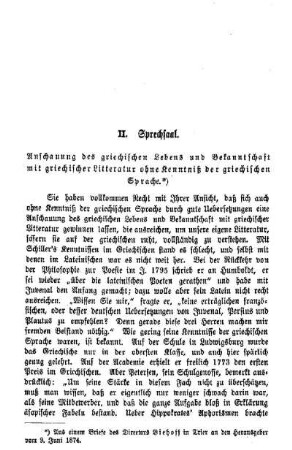 Anschauung des griechischen Lebens und Bekanntschaft mit griechischer Literatur ohne Kenntnis der griechischen Sprache: Sprechsaal
