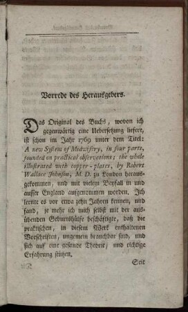 Vorrede des Herausgebers.