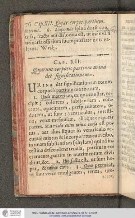 Cap. XII. Quarum corporis partium urina det significationem