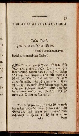 Erster Brief - Fünfter Brief