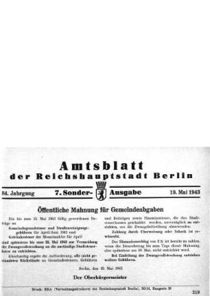 7. Sonderausgabe, 18. Mai 1943