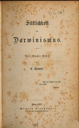 Sittlichkeit und Darwinismus : Drei Bücher Ethik