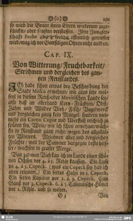 Cap. IX. Von Witterung, Fruchtbarkeit, Ströhmen und dergleichen des gantzen Reußlandes