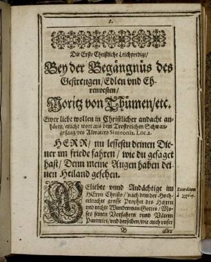 Die Erste Christliche Leichpredigt