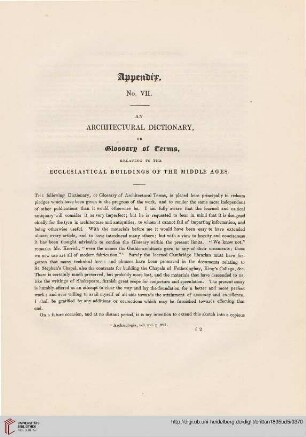 Appendix No. VII: An architectural dictionary or glossary of terms [...]