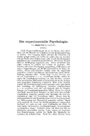 Die experimentelle Psychologie : (Schluß)