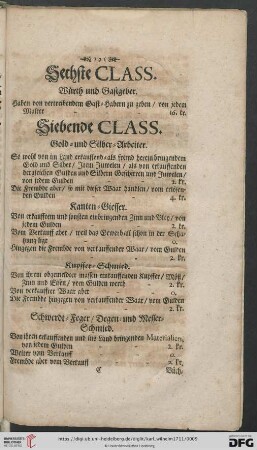 Siebende Class: Gold-und Silber-Arbeiter