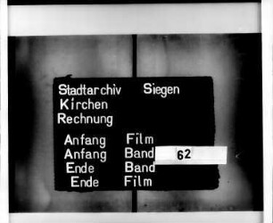 Kirchenrechnung der Stadt Siegen der Kirchmeister Johann Ihrle und Johann Solbach