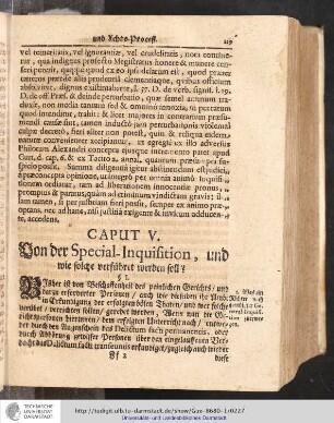 Caput V. Von der Special-Inquisition, und wie solche verhret werden soll?