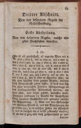 Dritter Abschnitt. Von den besondern Regeln der Rechtschreibung.