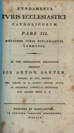 Fundamenta iuris ecclesiastici catholicorum, 3. Notiones iuris ecclesiastici communes