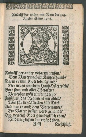 Rudolff der ander mit Nam der 124. Kayser Anno 1576.