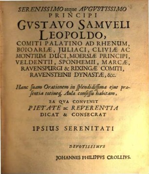 Johannis Philippi Crollii Oratio De Celebri Qvondam Alexandrinorvm Mvseo