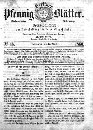 No. 16, Sonnabend, den 14. April