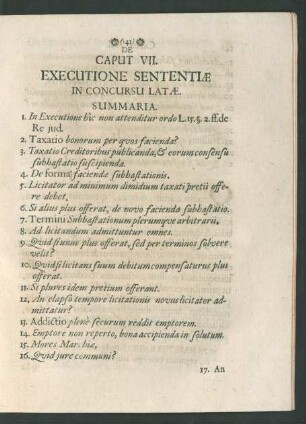 De Caput VII. Executione Sententiae In Concursu Latae.