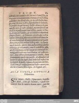 Alla Signora Hippolita Pallauicina.