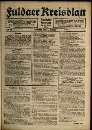 Ausgabe vom Dienstag, den 14. Januar 1919.