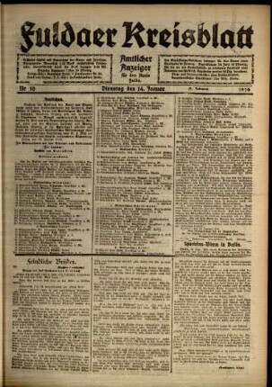 Ausgabe vom Dienstag, den 14. Januar 1919.