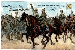 Weihnachts- und Neujahrs-Glückwunschkarten: Nr. 1515: Unser Kaiser und der König von Sachsen im Felde.