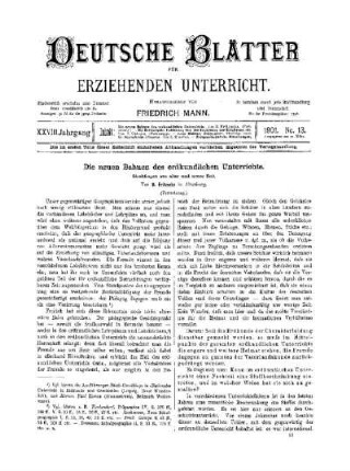 Die neuen Bahnen des erdkundlichen Unterrichts : (Fortsetzung)