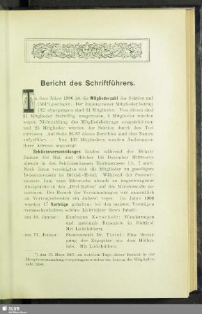 Bericht des Schriftführers