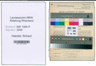 Entnazifizierung Richard Haeckel , geb. 25.04.1881 (Steueramtmann)
