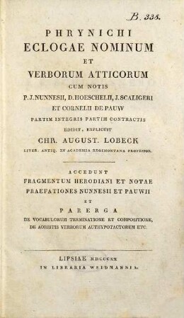 Phrynichi Eclogae Nominum Et Verborum Atticorum